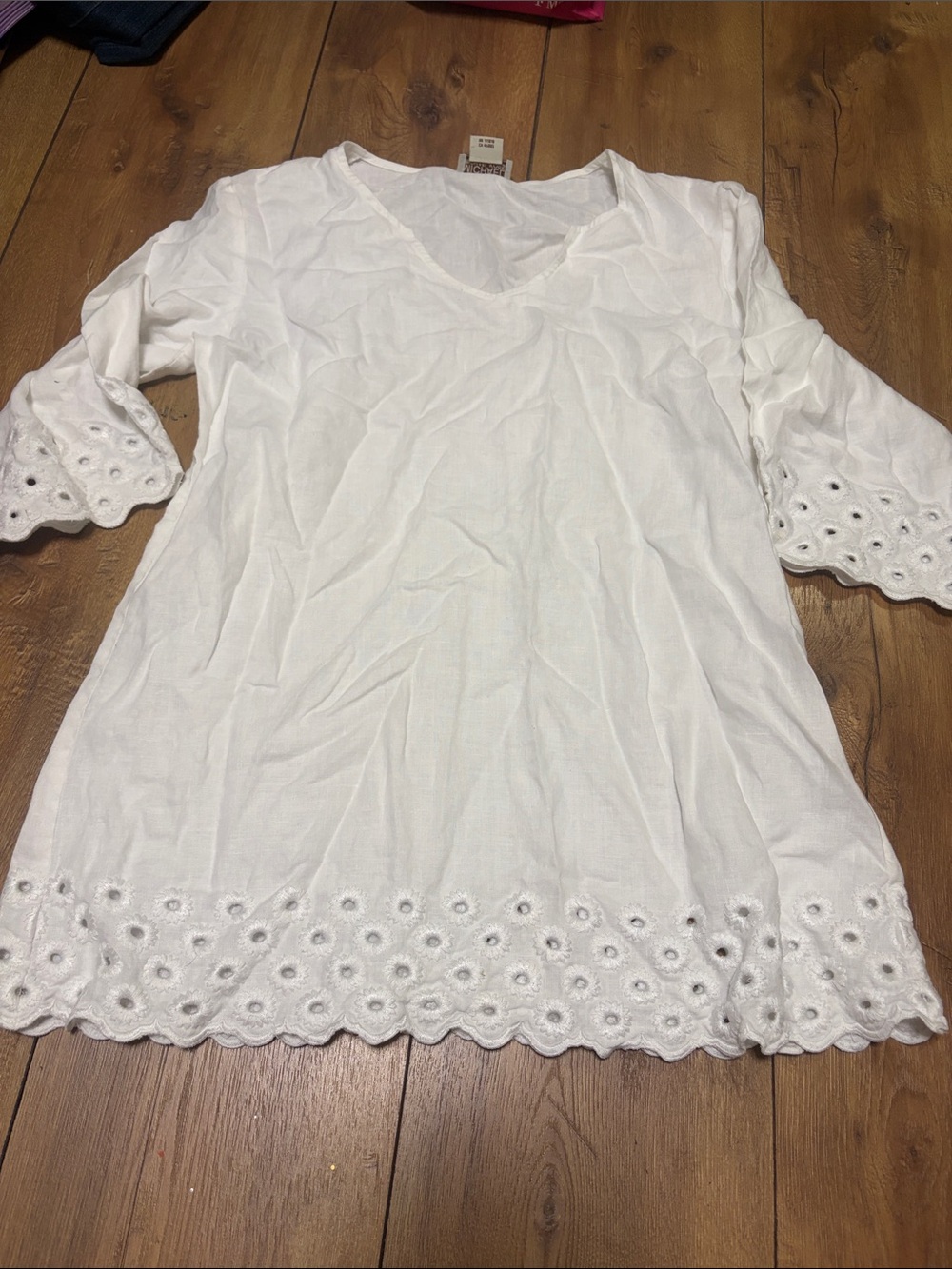 MICHAEL Michael Kors White Eyelet V-Neck Tunic